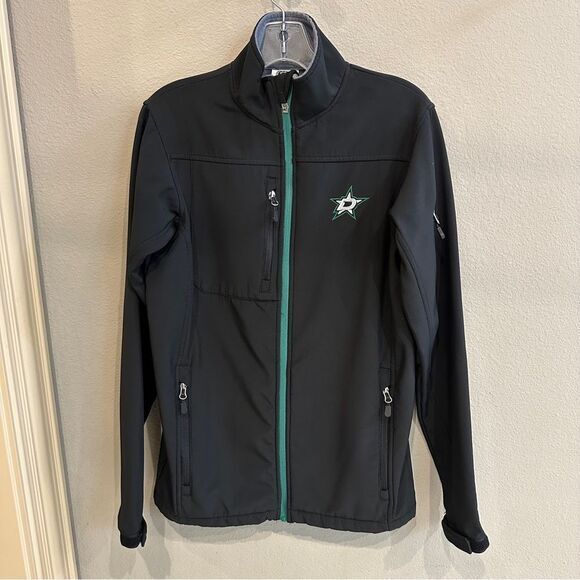NHLDallas StarsBlack Performance Jacket Green STARS logo on back and chest